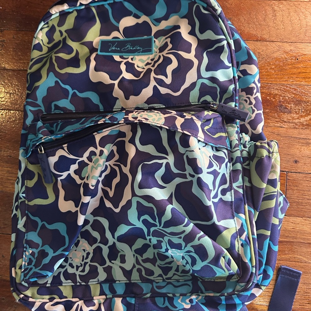 Vera Bradley Navy and Beige Floral Backpack